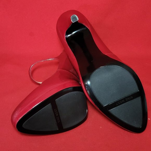 Nine West Womens Shoes Red Mary Jane Pumps Ankle Strap Spike High Heels 9M - Picture 13 of 15